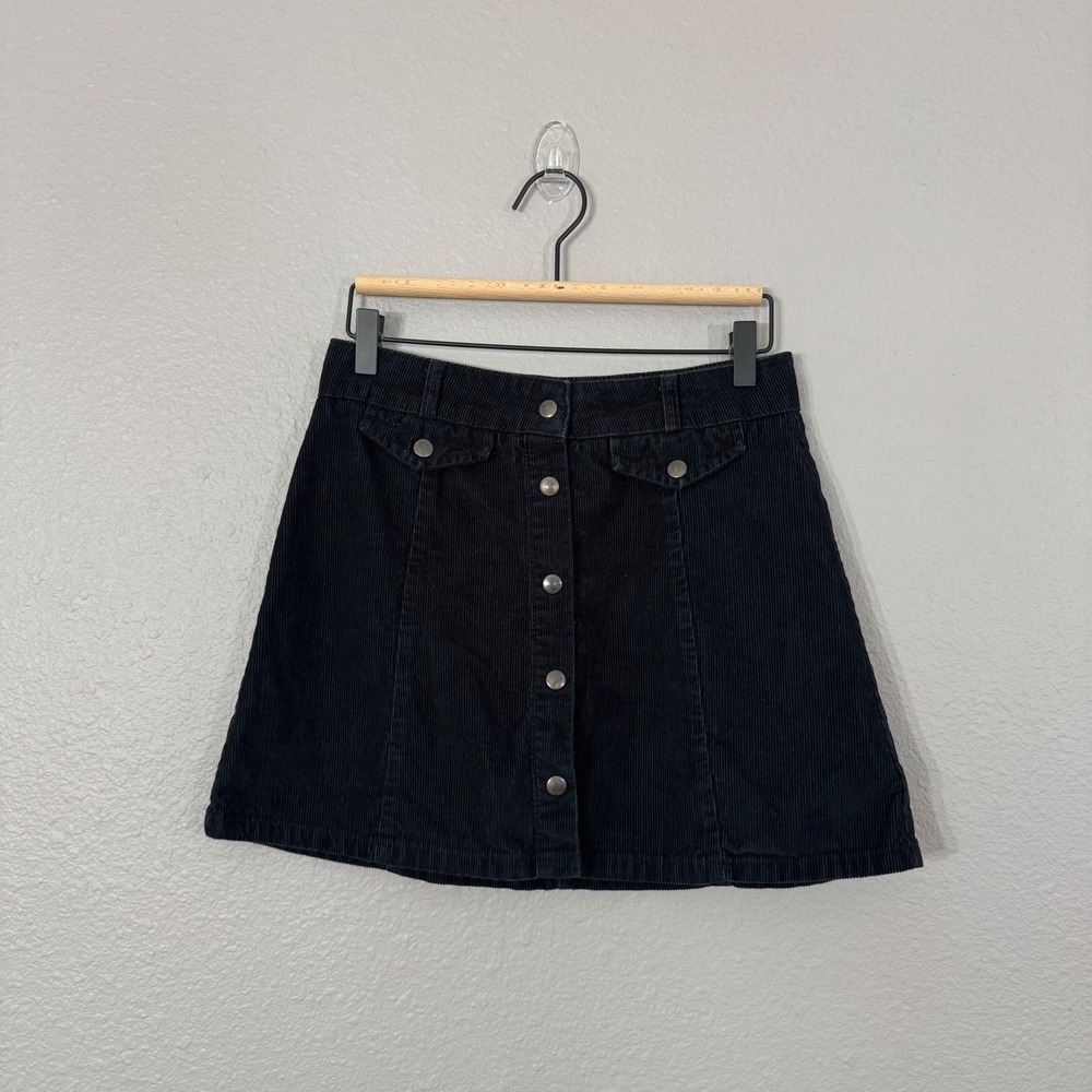 BDG Women's Size M Navy Blue Corduroy Button Front Mini Skirt